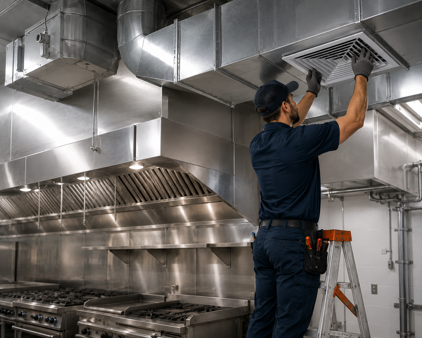 Commercial kitchen ventilation and hood exhaust system