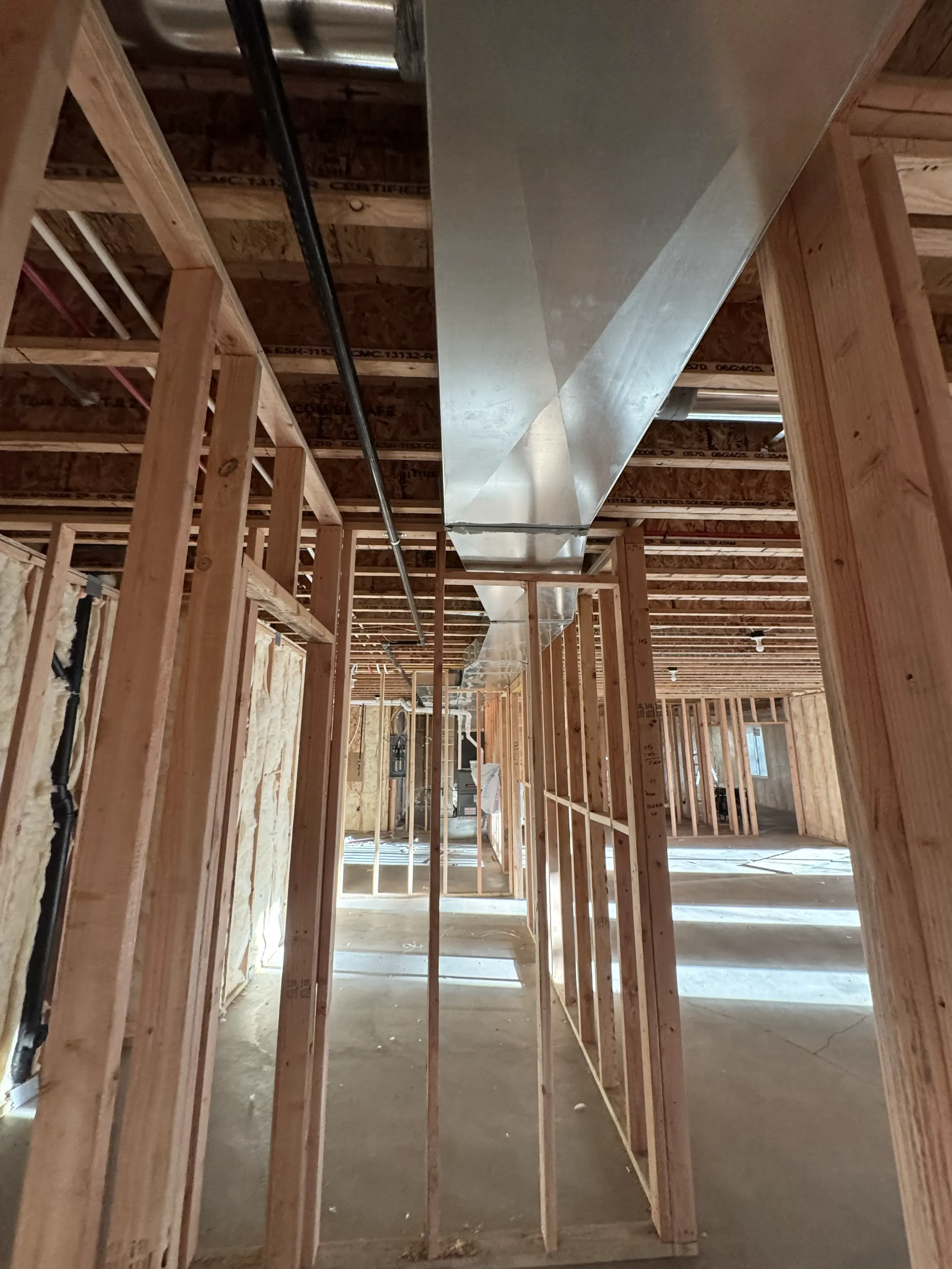 HVAC duct run placement during new construction